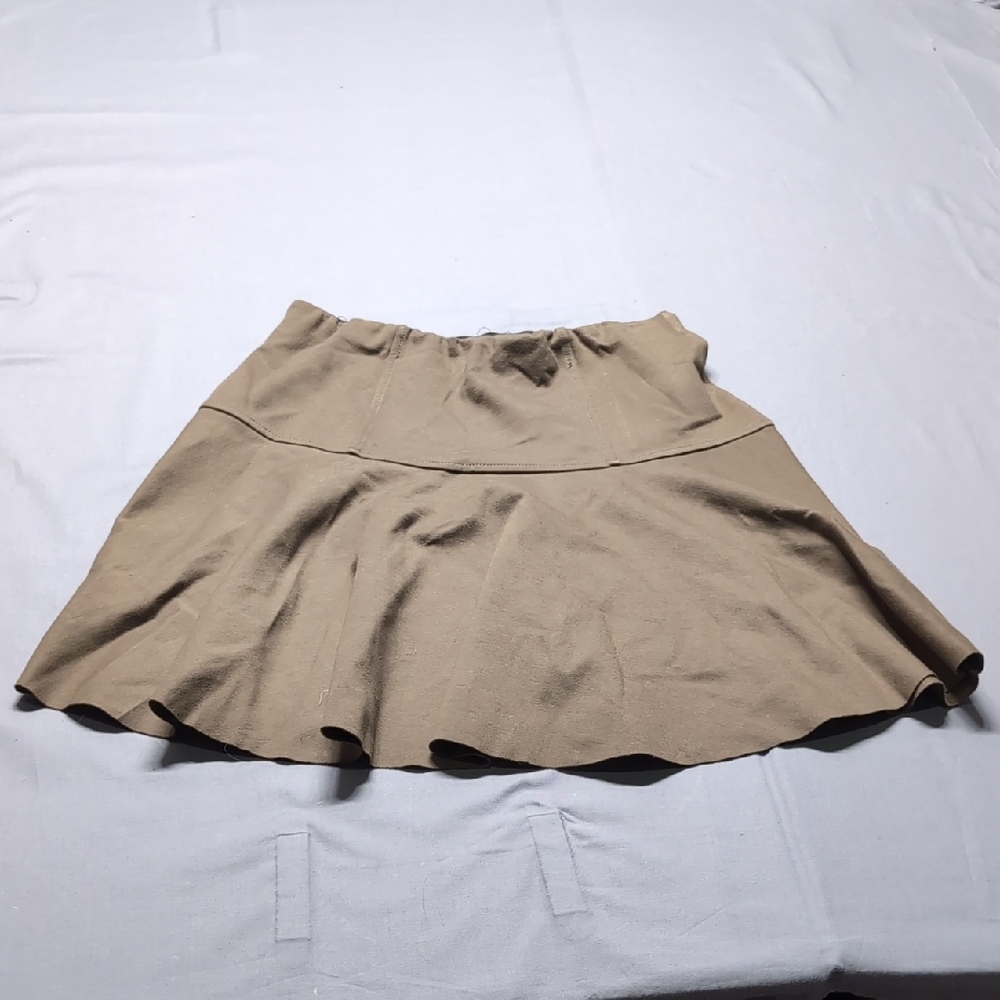 Free People Olive Green Drop Waist Skater Mini Skirt Size S Elastic Waist